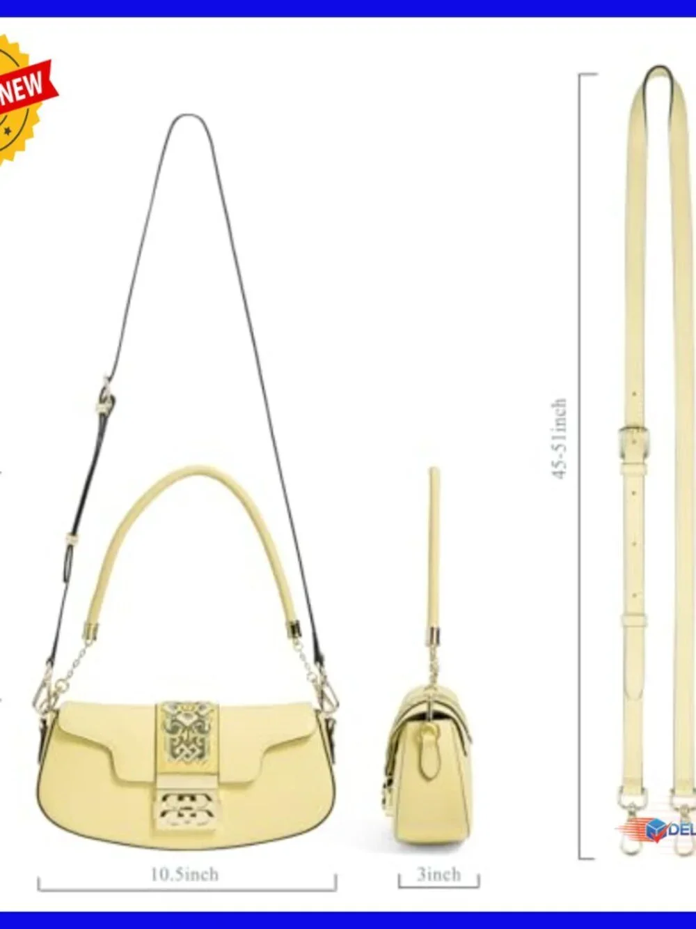 Genuine Leather Hobo Bag with Hand-Carved Pattern, Adjustable Strap